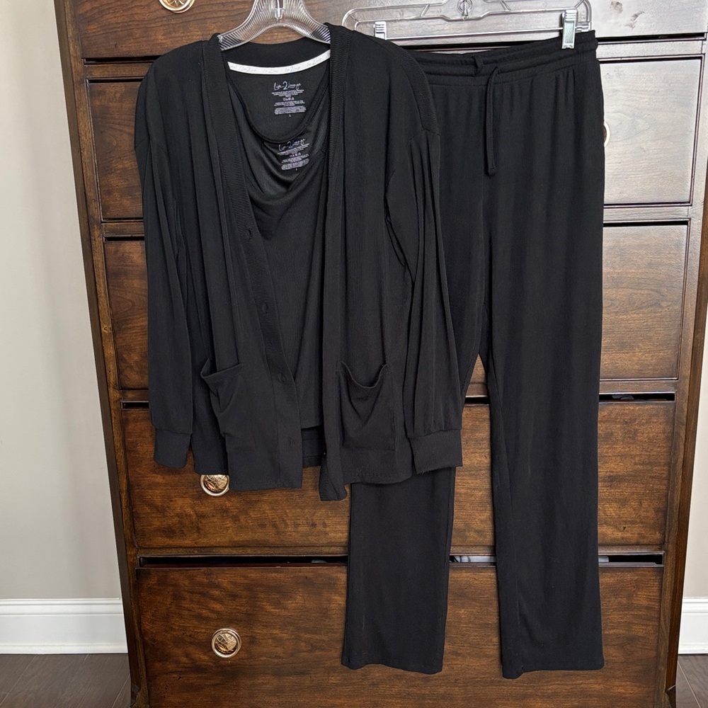 Travel or Lounge Set -3 pieces sleeveless top with  matching Cardigan and Pants